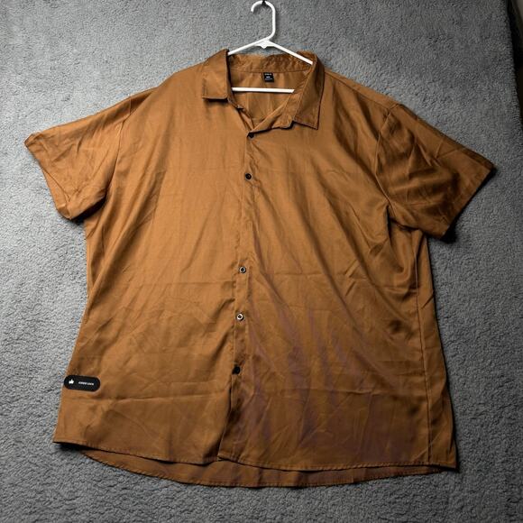 Shein Two Piece Set Women's 6XL Brown Button Up Shirt and Drawstring Shorts - Picture 1 of 9